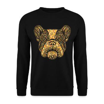 French Bulldog Geometric - Unisex Sweatshirt - black - Front - Alina (178cm) & Michal (187cm)