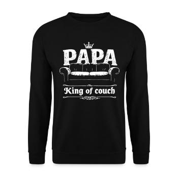 Dad King of the Couch Funny Dad Saying Fathers - Unisex Sweatshirt - black - Front - Alina (178cm) & Michal (187cm)