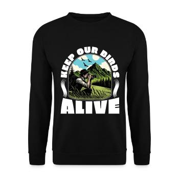 Photographie d’oiseaux Gardez nos oiseaux en vie Amoureux de la nature - Sweat-shirt Unisexe - noir - Devant - Alina (178cm) & Michal (187cm)