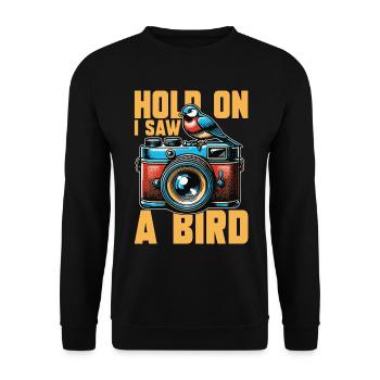 Bird Photography Hold On I Saw A Bird Nature Lover - Unisex Sweatshirt - black - Front - Alina (178cm) & Michal (187cm)