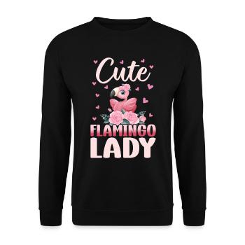 Cute Flamingo Lady - Pink Flamingo Girl - Unisex Sweatshirt - black - Front - Alina (178cm) & Michal (187cm)