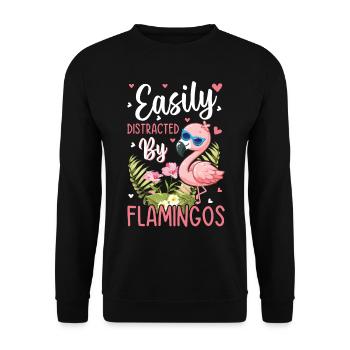 Facilement distrait par les flamants roses - Pink Flamingo Lov - Sweat-shirt Unisexe - noir - Devant - Alina (178cm) & Michal (187cm)