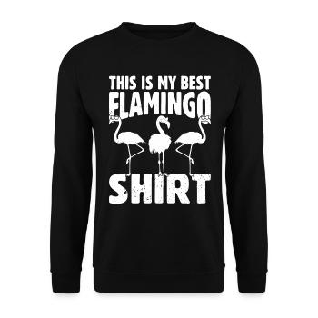 This is my best flamingo shirt - Flamingo Bird - Unisex Sweatshirt - black - Front - Alina (178cm) & Michal (187cm)