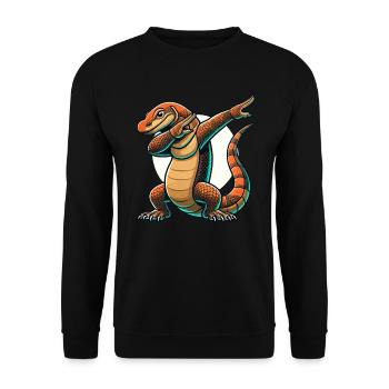 Dragon de Komodo, Lézard varan, Reptile, Dabbing - Sweat-shirt Unisexe - noir - Devant - Alina (178cm) & Michal (187cm)