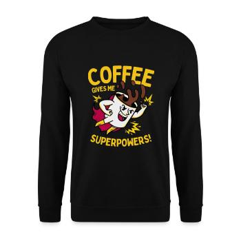 Coffee Gives Me Superpowers - Unisex Sweatshirt - black - Front - Alina (178cm) & Michal (187cm)
