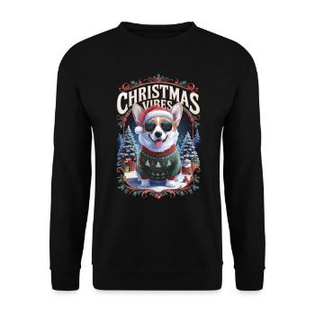 Corgi Christmas Vibes - Unisex Sweatshirt - black - Front - Alina (178cm) & Michal (187cm)