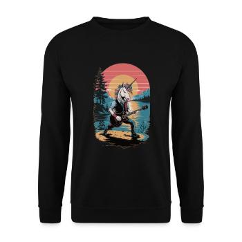 Rock Unicorn with Guitar - Unisex Sweatshirt - black - Front - Alina (178cm) & Michal (187cm)