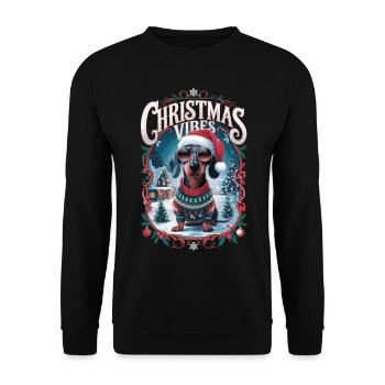 Dachshund Christmas Vibes - Unisex Sweatshirt - black - Front - Alina (178cm) & Michal (187cm)