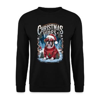 Boxer Christmas Vibes - Unisex Sweatshirt - black - Front - Alina (178cm) & Michal (187cm)