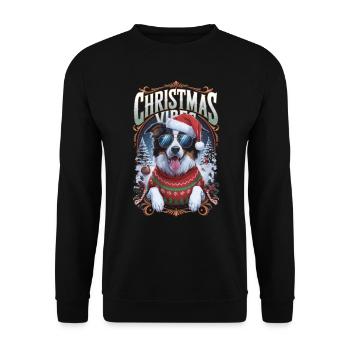Border Collie Christmas Vibes - Unisex Sweatshirt - black - Front - Alina (178cm) & Michal (187cm)
