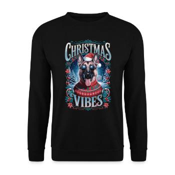 German Shepherd Christmas Vibes - Unisex Sweatshirt - black - Front - Alina (178cm) & Michal (187cm)