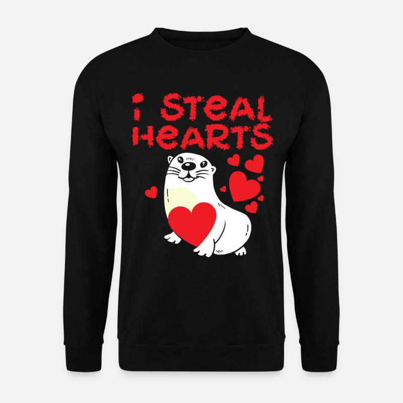Otter Valentines Day I Steal - Unisex Sweatshirt - black