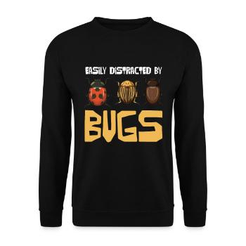 Leicht Ablenkbar Von Käfern Design - Unisex Pullover - Schwarz - Vorne - Alina (178cm) & Michal (187cm)