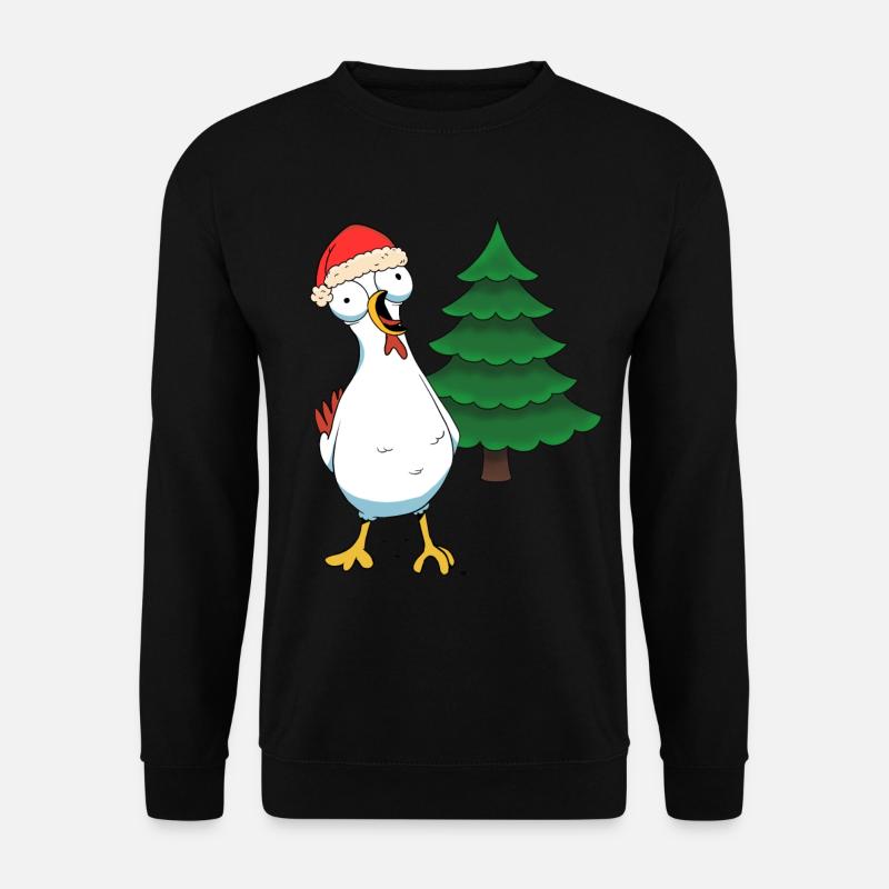 Santa Huhn Hühner Weihnachtsmann Hühnerstall - Unisex Pullover - Schwarz