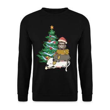 Noël Noël Noël arbre de Noël chien chat - Sweat-shirt Unisexe - noir - Devant - Alina (178cm) & Michal (187cm)
