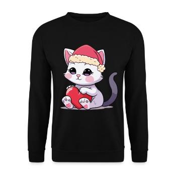 Enfants Enfant Noël Chat Chats Noël Père Noël - Sweat-shirt Unisexe - noir - Devant - Alina (178cm) & Michal (187cm)