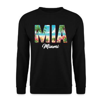 Miami Mia Miami – Ambiance tropicale pour les fans des États-Unis - Sweat-shirt Unisexe - noir - Devant - Alina (178cm) & Michal (187cm)