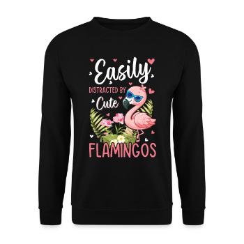 Pink Flamingo Lover - Facilement distrait par de jolis fl - Sweat-shirt Unisexe - noir - Devant - Alina (178cm) & Michal (187cm)