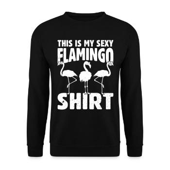 This is my sexy flamingo shirt - Flamingo Bird - Unisex Sweatshirt - black - Front - Alina (178cm) & Michal (187cm)