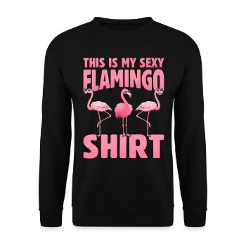 C’est ma chemise sexy flamant rose - Pink Flamingo - Sweat-shirt Unisexe - noir - Devant - Alina (178cm) & Michal (187cm)