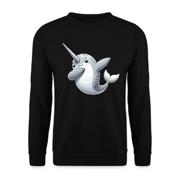 Narval, Baleine, Créature Marine, Licorne, Océan - Sweat-shirt Unisexe - noir - Devant - Alina (178cm) & Michal (187cm)