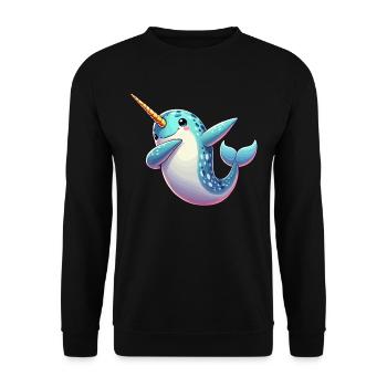 Narval, Baleine, Créature Marine, Licorne, Océan - Sweat-shirt Unisexe - noir - Devant - Alina (178cm) & Michal (187cm)