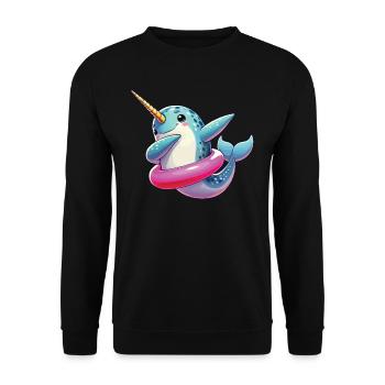 Narwhal, Whale, Sea Creature, Unicorn, Ocean - Unisex Sweatshirt - black - Front - Alina (178cm) & Michal (187cm)