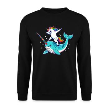 Narwhal, Unicorn, Whale, Sea Creature, Dabbing - Unisex Sweatshirt - black - Front - Alina (178cm) & Michal (187cm)