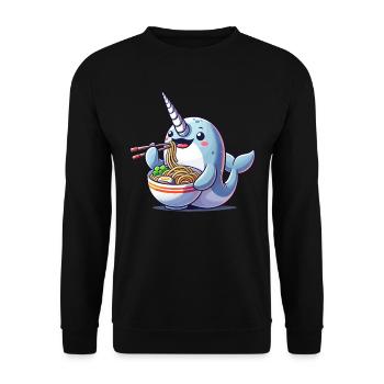 Narval, Ramen, Baleine, Créature Marine, Licorne - Sweat-shirt Unisexe - noir - Devant - Alina (178cm) & Michal (187cm)