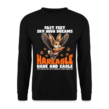 PIEDS RAPIDES RÊVES DE HAUT VOL - LIÈVRE ET AIGLE - Sweat-shirt Unisexe - noir - Devant - Alina (178cm) & Michal (187cm)