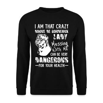 Dogue De Bordeaux Lady - Unisex Sweatshirt - black - Front - Alina (178cm) & Michal (187cm)