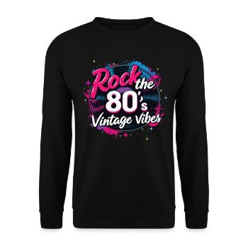 Rock Les années 80 Fête Fête Look rétro des années 80 - Sweat-shirt Unisexe - noir - Devant - Alina (178cm) & Michal (187cm)