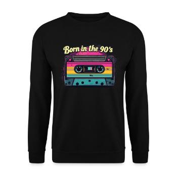 Né dans les années 90 Cassette Look rétro Fans des années 90 - Sweat-shirt Unisexe - noir - Devant - Alina (178cm) & Michal (187cm)