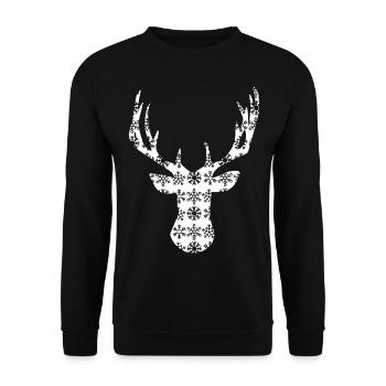 Weihnachtshirsch – Weißwedelbock - Unisex Pullover - Schwarz - Vorne - Alina (178cm) & Michal (187cm)