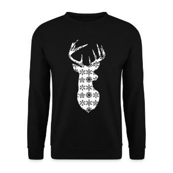 Weihnachtshirsch – Weißwedelbock - Unisex Pullover - Schwarz - Vorne - Alina (178cm) & Michal (187cm)