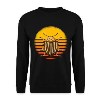 Retro-Streifen Käfermuster für Naturliebhaber - Unisex Pullover - Schwarz - Vorne - Alina (178cm) & Michal (187cm)