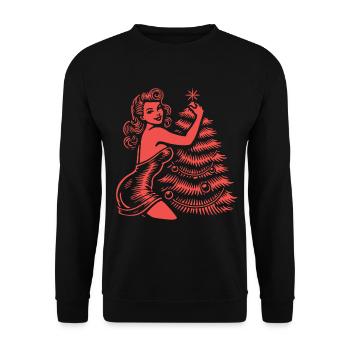 Christmas in retro vintage style - Unisex Sweatshirt - black - Front - Alina (178cm) & Michal (187cm)