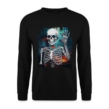 Halloween Geist Geister Naturliebhaber - Unisex Pullover - Schwarz - Vorne - Alina (178cm) & Michal (187cm)