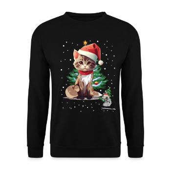 Funny Mouse Cat Pets Christmas Xmas Santa - Unisex Sweatshirt - black - Front - Alina (178cm) & Michal (187cm)