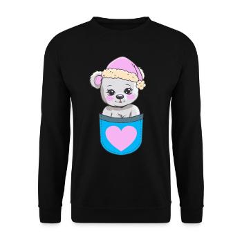 Teddybär Wichtel Zwerg Kinder Kind Bär Stofftier - Unisex Pullover - Schwarz - Vorne - Alina (178cm) & Michal (187cm)