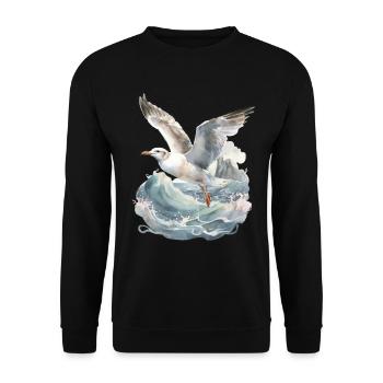 storm, sea, waves, coast, seagull, seagulls, maritime - Unisex Sweatshirt - black - Front - Alina (178cm) & Michal (187cm)