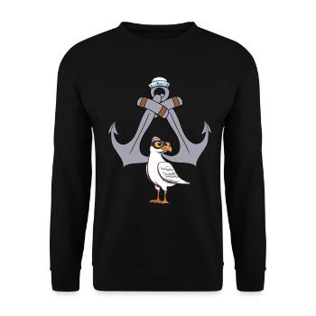 Seagull Seagulls Ancre Maritime Seafaring Ahoy - Sweat-shirt Unisexe - noir - Devant - Alina (178cm) & Michal (187cm)
