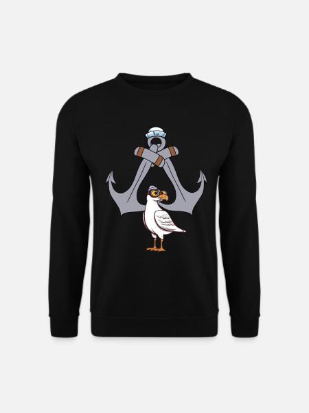 Möwe Möwen maritim Anker Seefahrt Ahoi - Unisex Pullover - Schwarz