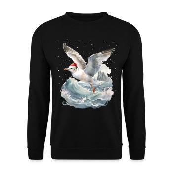 Christmas Maritime Santa Claus Seagull Seagulls Xmas - Unisex Sweatshirt - black - Front - Alina (178cm) & Michal (187cm)