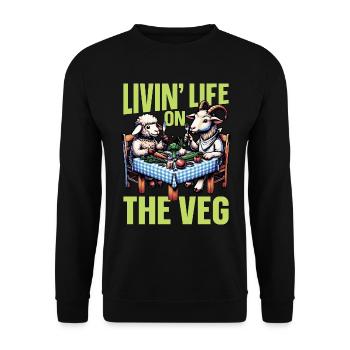 Vegetarian Livin' Life On The Veg Healthy Eating - Unisex Sweatshirt - black - Front - Alina (178cm) & Michal (187cm)