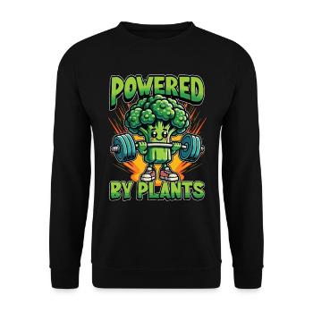 Vegetarian Powered By Plants Loves Vegan Lifestyle - Unisex Sweatshirt - black - Front - Alina (178cm) & Michal (187cm)