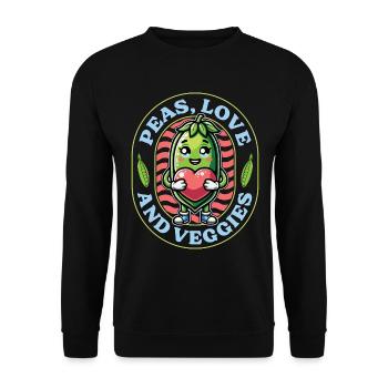 Vegetarian Peas Love And Veggies Healthy Eating - Unisex Pullover - Schwarz - Vorne - Alina (178cm) & Michal (187cm)