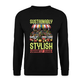 Vegetarian Sustainably Stylish Vibrantly Veganism - Unisex Pullover - Schwarz - Vorne - Alina (178cm) & Michal (187cm)