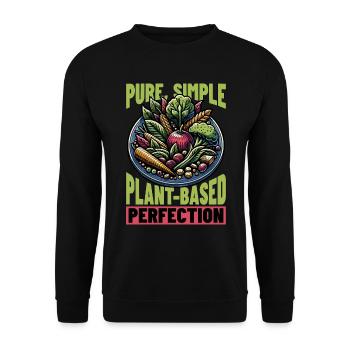 Végétarien, Pur, Simple, À base de plantes, Mode de vie végétalien - Sweat-shirt Unisexe - noir - Devant - Alina (178cm) & Michal (187cm)