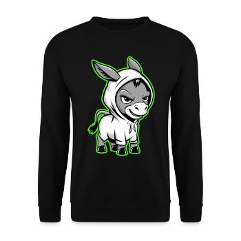 Esel Urban Animal Style Tierliebhaber - Unisex Pullover - Schwarz - Vorne - Alina (178cm) & Michal (187cm)